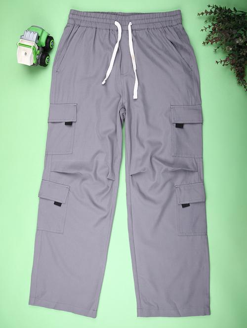 Girls Solid Mid Rise Cargo - 22181830 - Very Small Image - 1