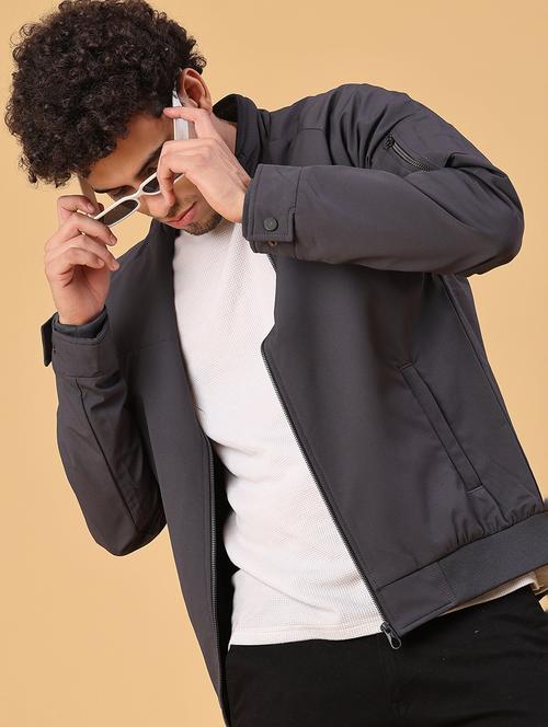 men solid long sleeve lightweight bomber jacket - 22182295 - Very Small Image - 1