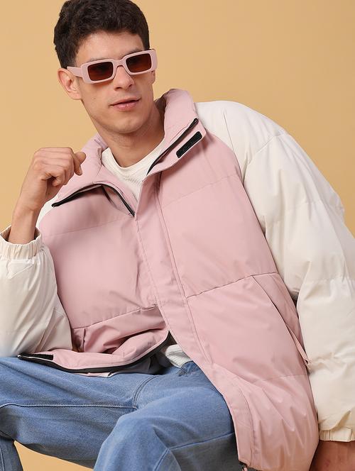 men color block long sleeve lightweight puffer jacket - 22182400 - Very Small Image - 1