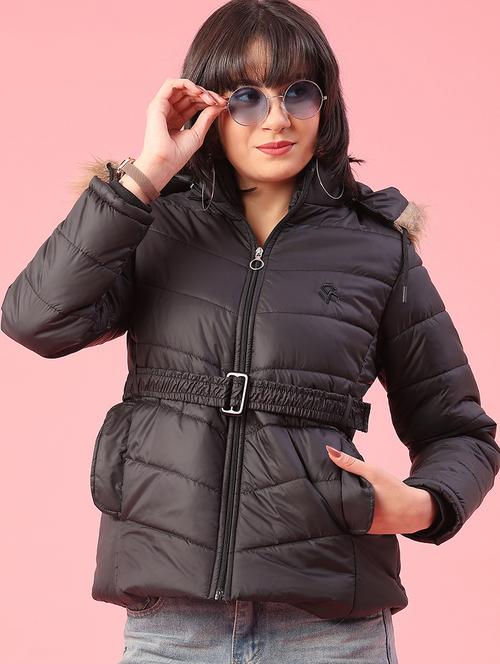 women solid long sleeve puffer jacket - 22182929 - Very Small Image - 1