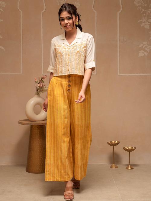 women solid with work roll up sleeve top pant set - 22183377 - Very Small Image - 1