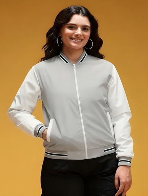 grey polyester bomberbiker jacket - 22183637 - Very Small Image - 1