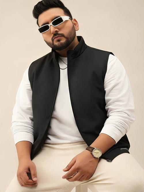 men solid sleeveless bomber jacket - 22183648 - Very Small Image - 1