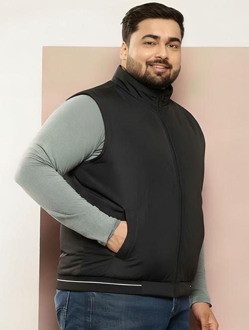 men solid sleeveless bomber jacket - 22183650 - Very Small Image - 1