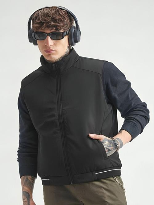 men solid sleeveless bomber jacket - 22183654 - Very Small Image - 1