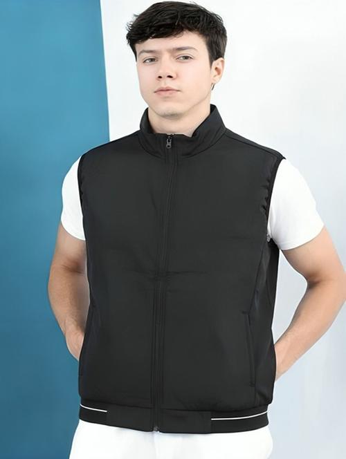men solid sleeveless bomber jacket - 22183657 - Very Small Image - 1