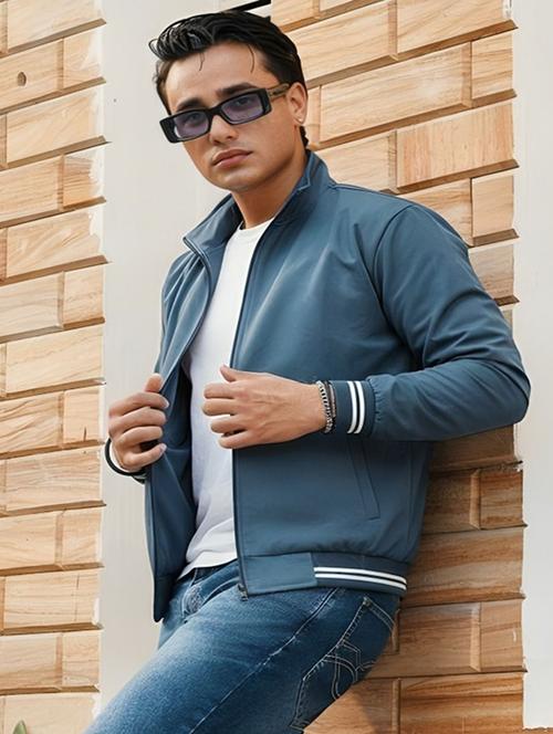 men solid long sleeve bomber jacket - 22183659 - Very Small Image - 1