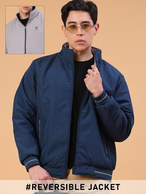 men solid long sleeve reversible bomber jacket - 22183830 - Very Small Image - 1