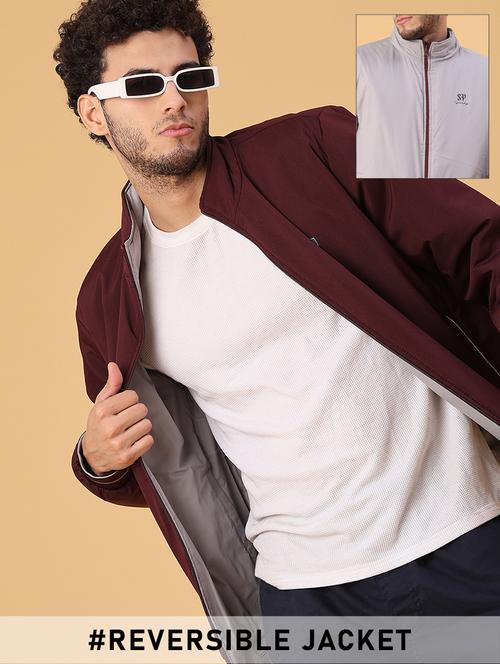 men solid long sleeve reversible bomber jacket - 22183831 - Very Small Image - 1