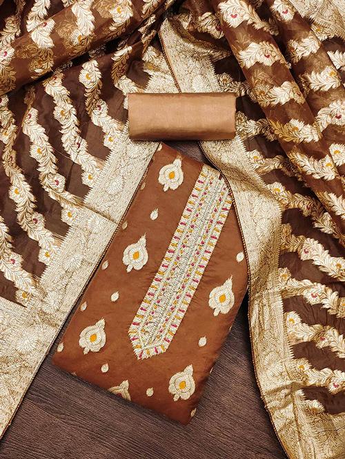 women self design embroidered unstitched suit set - 22184104 - Very Small Image - 1