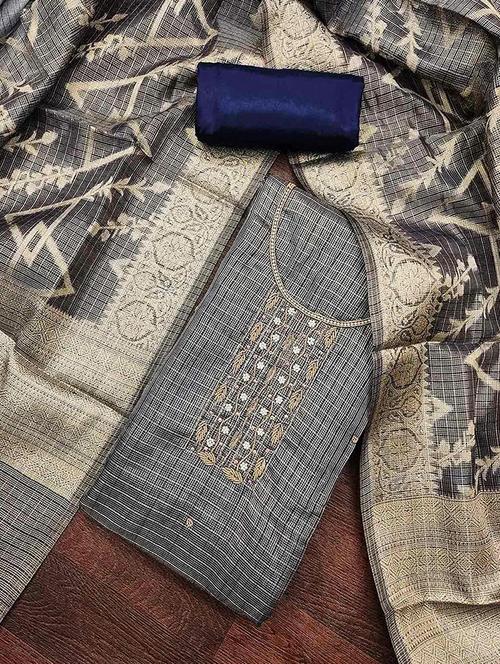 women self design embroidered unstitched suit set - 22184115 - Very Small Image - 1