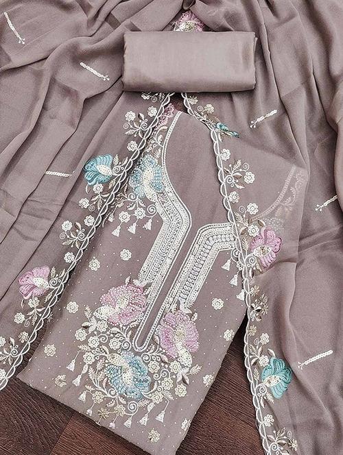 women solid with work embroidered unstitched suit set - 22184154 - Very Small Image - 1