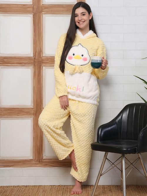 women self designed hooded nightwear pyjama set - 22184391 - Very Small Image - 1
