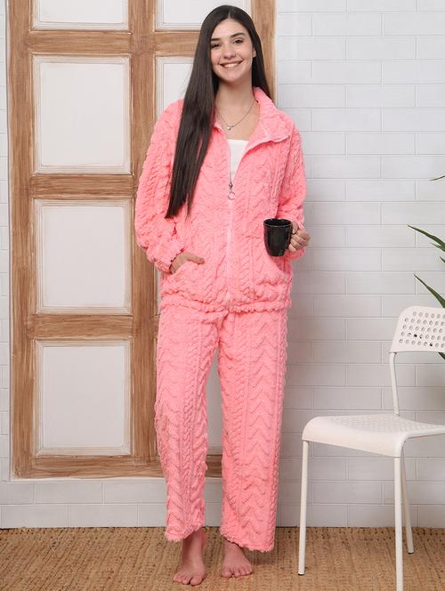 women solid nightwear pyjama set - 22184400 - Very Small Image - 1