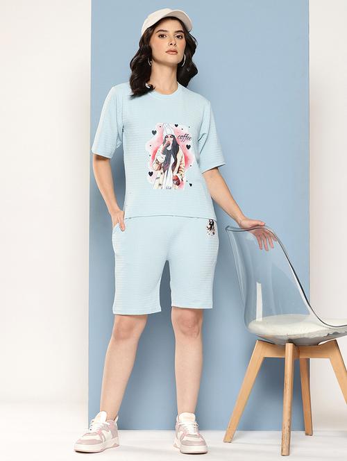 blue nylon top and shorts set coord - 22186132 - Very Small Image - 1