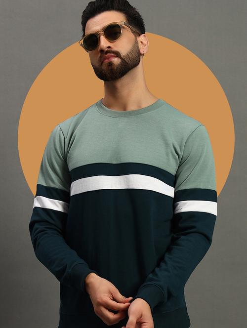 men color block long sleeve regular fit sweatshirt - 22186288 - Very Small Image - 1
