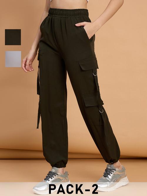 women pack of 2 solid mid rise cargo - 22187152 - Very Small Image - 1