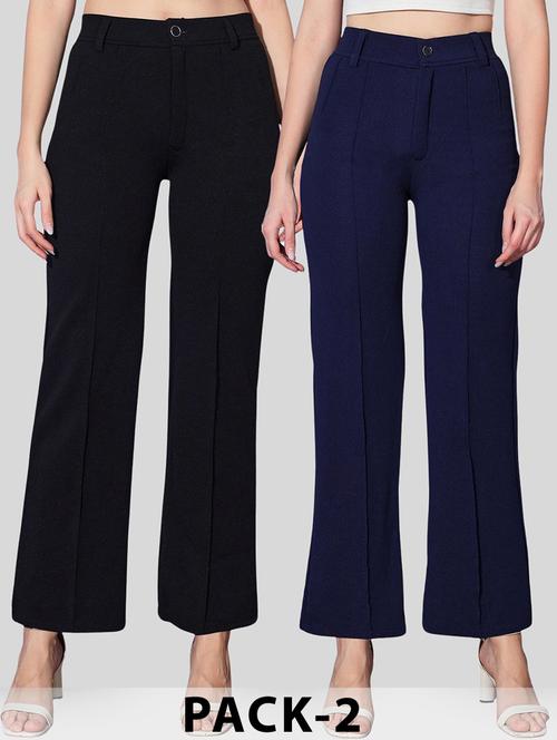 women pack of 2 solid straight trouser - 22187155 - Very Small Image - 1