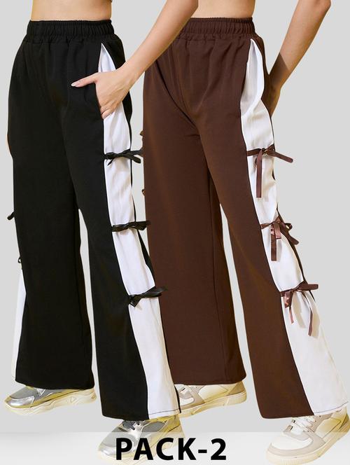 women pack of 2 color block mid rise trouser - 22187162 - Very Small Image - 1