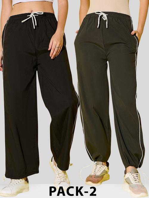 women pack of 2 solid relaxed fit track pant - 22187167 - Very Small Image - 1