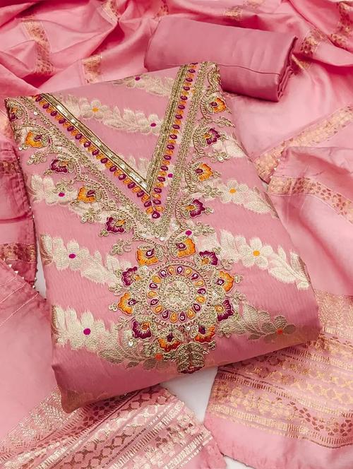 women self design embroidered unstitched suit set - 22187254 - Very Small Image - 1