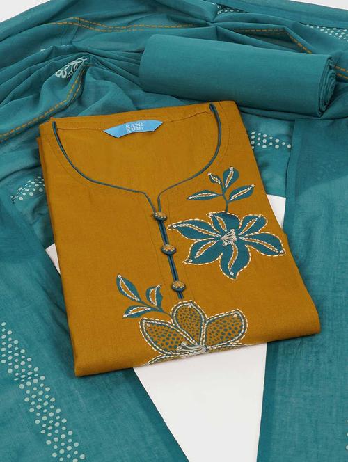 Women Solid With Work Embroidered Unstitched Suit Set - 22187268 - Very Small Image - 1
