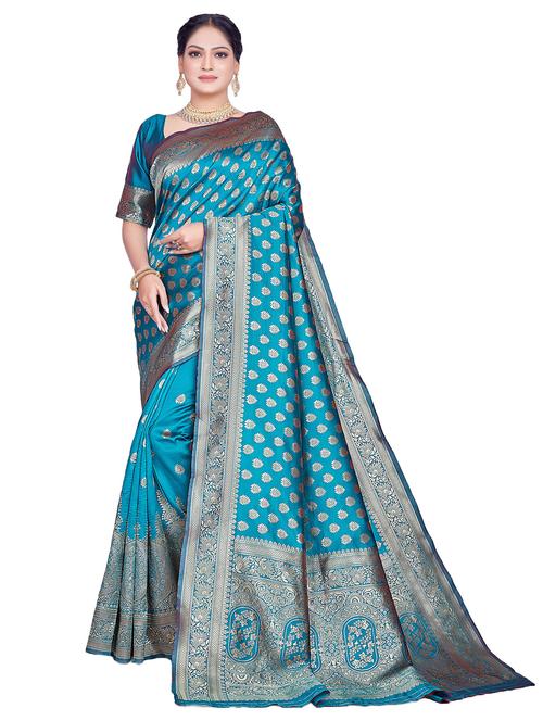 women self design kanjivaram saree with blouse - 22187588 - Very Small Image - 1