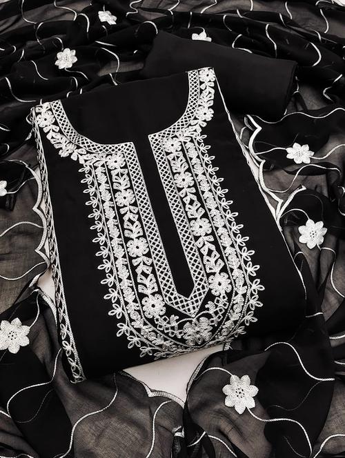 women solid with work embroidered unstitched suit set - 22187738 - Very Small Image - 1