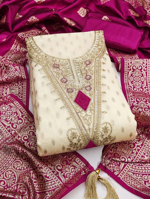 women self design embroidered unstitched suit set - 22187906 - Very Small Image - 1