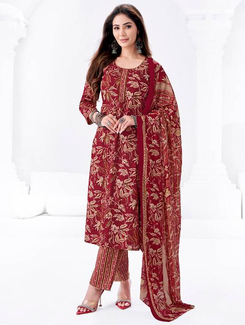 women floral printed three quarter sleeve kurta pant with dupatta set - 22203047 - Very Small Image - 1
