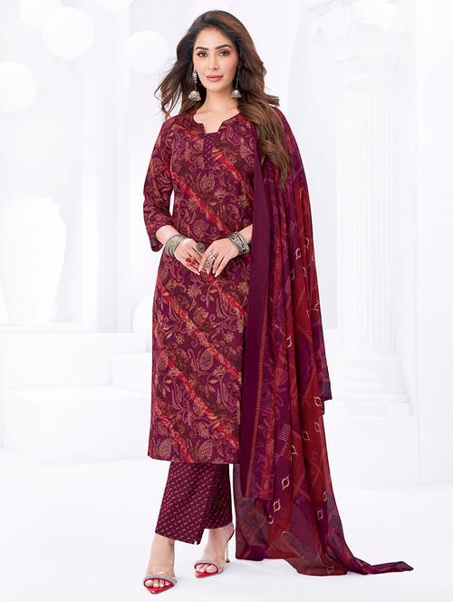 women printed three quarter sleeve kurta pant with dupatta set - 22205738 - Very Small Image - 1