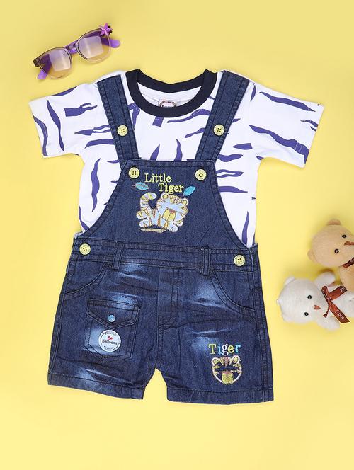 kids printed t-shirt with dungree set - 22217503 - Very Small Image - 1