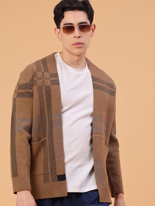 men self design long sleeve regular fit cardigan - 22217627 - Very Small Image - 1