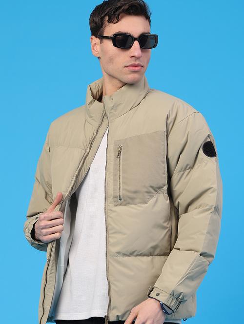 men solid long sleeve puffer jacket - 22217631 - Very Small Image - 1