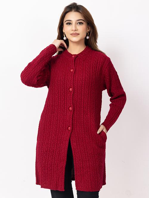 women self design long sleeve cardigan - 22217689 - Very Small Image - 1