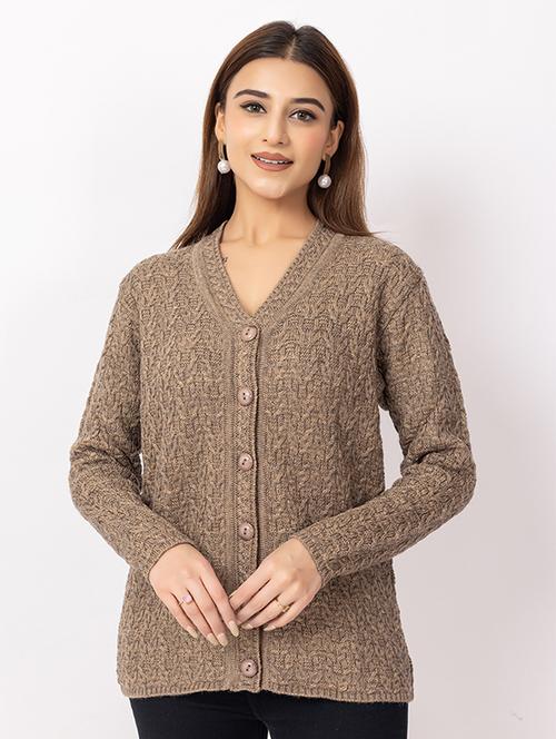 women self design long sleeve cardigan - 22217699 - Very Small Image - 1