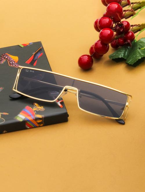 ted smith unisex shield sunglasses i 100% uv protection  i  black colour lens - 22217826 - Very Small Image - 1