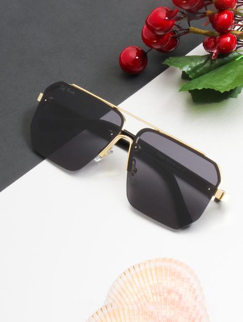 ted smith unisex aviator sunglasses i 100% uv protection  i  black colour lens - 22217830 - Very Small Image - 1