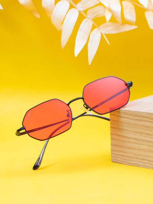 ted smith unisex hexogan sunglasses i 100% uv protection  i  red colour lens - 22217855 - Very Small Image - 1