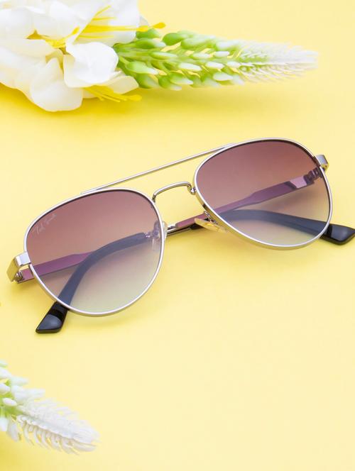ted smith unisex aviator sunglasses i 100% uv protection  i  brown & blue colour lens - 22217923 - Very Small Image - 1