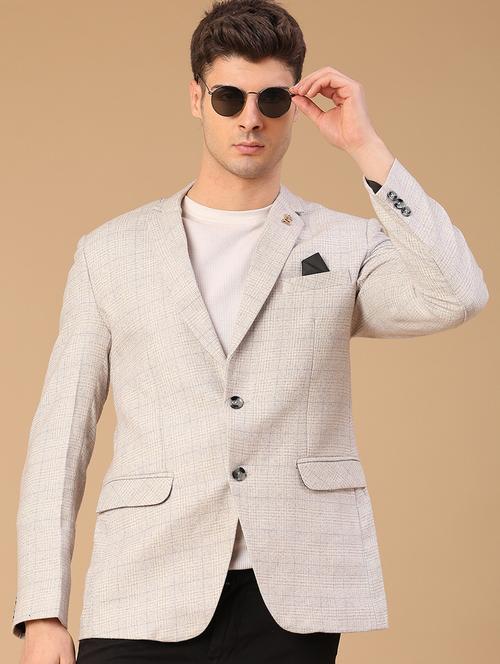 men self design lapel collar single breasted casual blazer - 22218276 - Very Small Image - 1