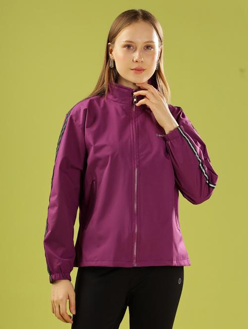 Women Solid Long Sleeve Windcheater Jacket - 22218421 - Very Small Image - 1