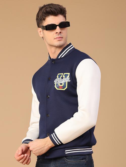 men color blocked long sleeve varsity jacket - 22219585 - Very Small Image - 1