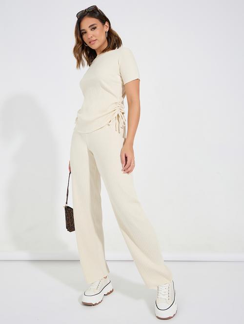 women solid top and trouser co-ord set - 22219933 - Very Small Image - 1