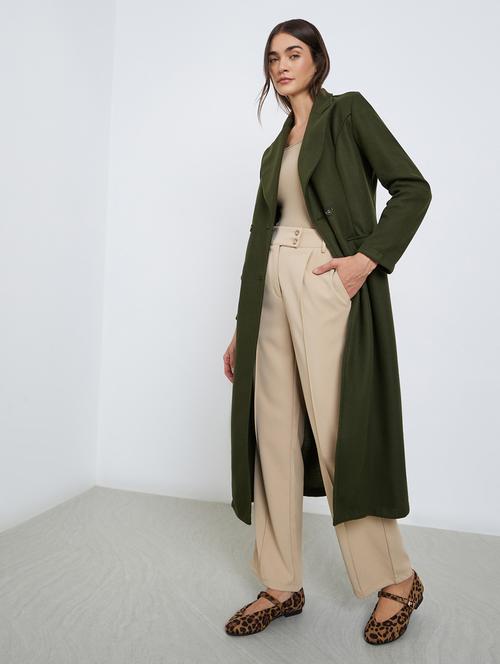 women solid long sleeve trench coat - 22219961 - Very Small Image - 1