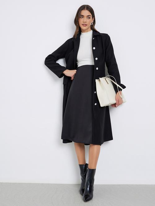 women solid long sleeve trench coat - 22219964 - Very Small Image - 1