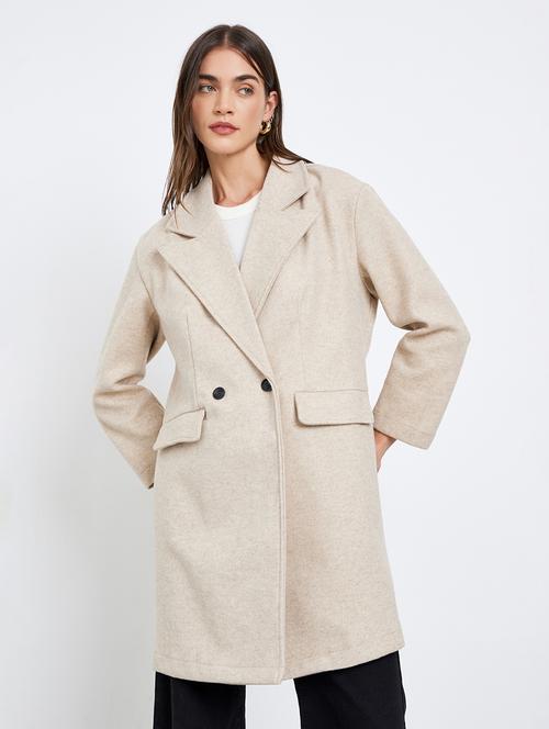 women solid long sleeve trench coat - 22219965 - Very Small Image - 1