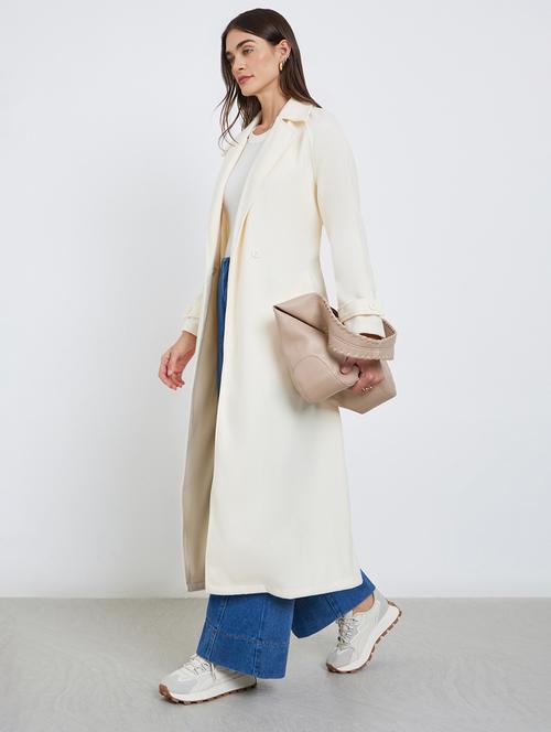 women solid long sleeve trench coat - 22219969 - Very Small Image - 1