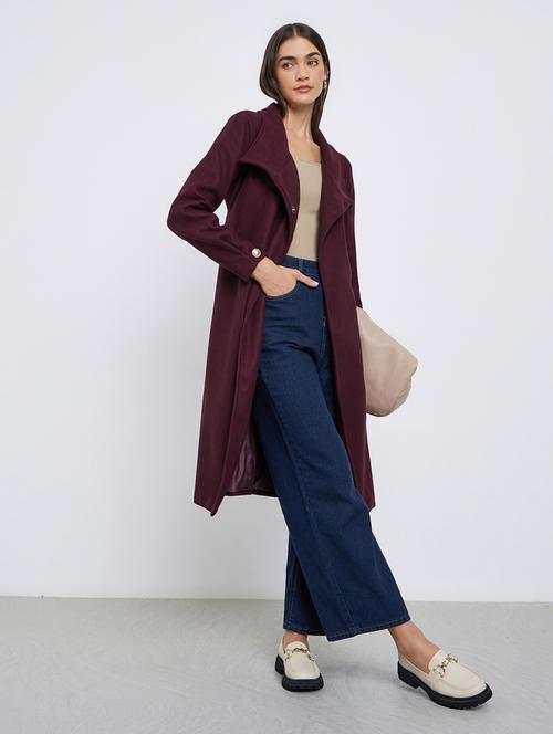 women solid long sleeve trench coat - 22219976 - Very Small Image - 1