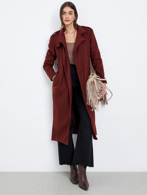 women solid long sleeve trench coat - 22219978 - Very Small Image - 1